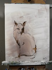 Original Abstract Expressionism 11×14 Cat Handmade Signed Unique Fine Art 78