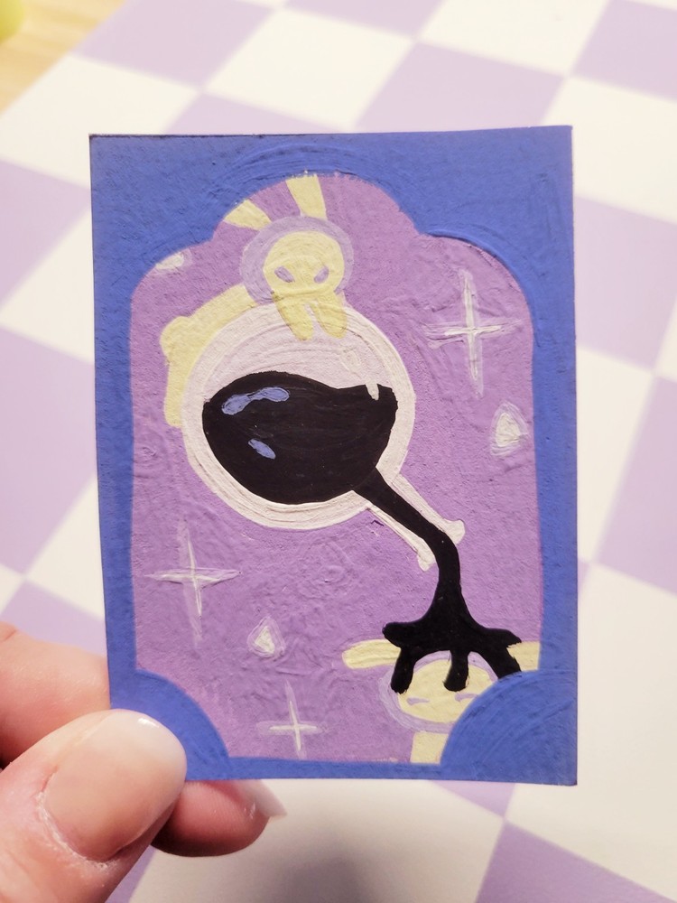 ACEO Ink Spill, original art, acrylic gouache on paper