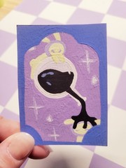 ACEO Ink Spill, original art, acrylic gouache on paper