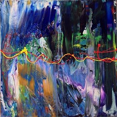 Abstract large painting „Late Night Conversation“ modern expressionist fluid