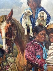 FIL MOTTOLA PAINTING FINEST NAVAJO FAMILY INDIAN NATIVE AMERICAN PORTRAIT FAMOUS