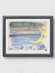 Goodnight moon abstract kids room painting 14X11 Gallery Paper original