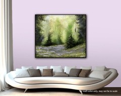 Original Acrylic Landscape Painting 12×14″ Deep Forest Path Wall Art
