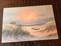 Seascape Cape Cod Vibe Painting By H. GIBBS Acrylic on Painting Signed 36” X 24”