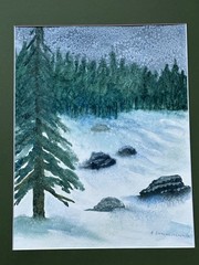 ALICE GUZMAN ORIGINAL WATERCOLOR PAINTING MATTED 20″ X 16″ NEW MEXICO 1980’S