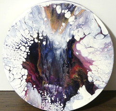 Original Acrylic Pour Painting 8×8 Abstract Fluid Art Wooden Panel Wall Decor