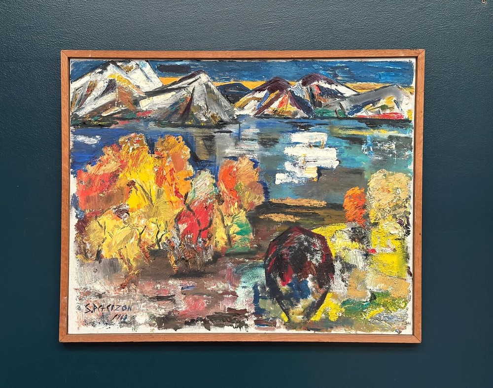Swedish Oil on Canvas – “Abstract Landscape” by S. Pctcizon –1963– 85 × 69 cm