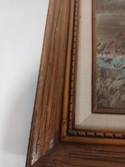 T. Azeen Signed original Oil On Canvas Framed 30″x27″ landscape house on stream