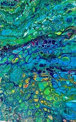 River of Dreams 10X20 Original Abstract Acrylic Pour Painting Fluid Art