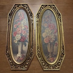 1964 Syroco Florentine Gardens Pair – Cecil Rubino Floral Prints 9×22”