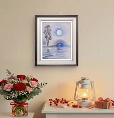 Serene Reflection Colorful Modern Art Acrylic Painting Canvas