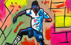 Messa Art: Soccer- Original Painting 11×14 Acrylic on Canvas Sports Kids Decor
