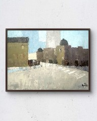 River North 8×6 oil painting Chicago Urban landscape fine art home decor