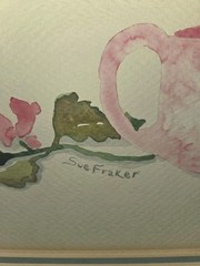 Original Suzanne Fraker Watercolor Painting Still Life Floral Basket Colorful