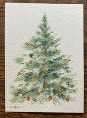 ACEO Original Watercolor Nature Christmas Tree – 2.5×3.5 in – NEW