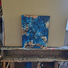 Original Watercolor Painting „Blue, Black, & Brown All Over“ 9″ X 12″ By Timothy