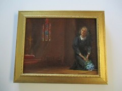 PAINTING VINTAGE ICONIC PORTRAIT RELIGIOUS ICON CHURCH STAINED GLASS WOMAN