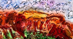 Abiquiu Watercolor Painting Pen And Ink The Colors Of Abiquiu2 Original By Mel