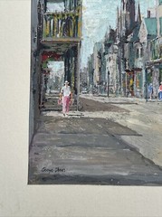 ANTIQUE NEW ORLEANS PAINTING CHARTRES STREET URBAN REGIONALISM WPA STYLE SHANE