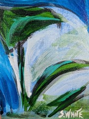 Lily Flowers Original Painting 11×14 Canvas Floral Bee Nature Modern Art SWhite