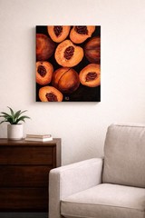 Peach Still Life Painting Fruit Art Kitchen Decor 16×20