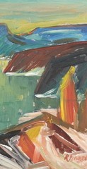 Vintage Swedish Oil Painting Abstract Landscape
