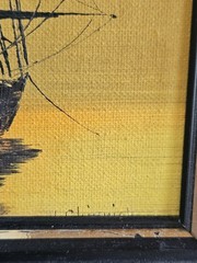 Harold Shinnick signed Nautical Clipper Boat Framed Original Oil Canvas Painting