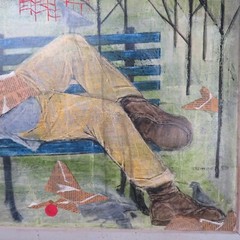 PHYLLIS DEMONG 1920-2017 MIXED MEDIA PAINTING „SWEET ROAD“ MANLIUS NY 1958