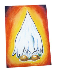 ACEO Original Painting gnome elf chrismas halloween horror by Soili Laakso