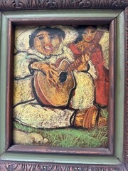 CARLOS LOPEZ RUIZ PAINTING MEXICAN MEXICO PORTRAIT MID CENTURY MAN WOMAN MUSIC