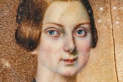 Refined Antique 19th Century Metal Framed Portrait Miniature Painting Woman