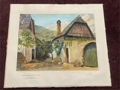 Original Watercolor “An Der Mosel” by Listed Artist H. Schafer 1945 POW