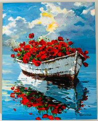 DIY Boat With Flowers Diamond Painting Kit F45 (30×40 cm)