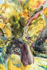 Peter Berndt 1937-2021 Berlin / watercolor / fruit trees Havelland 1993 Brandenburg