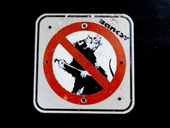Banksy “ Star Glasses Rat ” No Parking Street Sign -Los Angeles- 2010