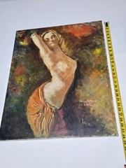 Impressionist Style OOAK Painting On Canvas Nude Woman Portrait 28×22 Signed