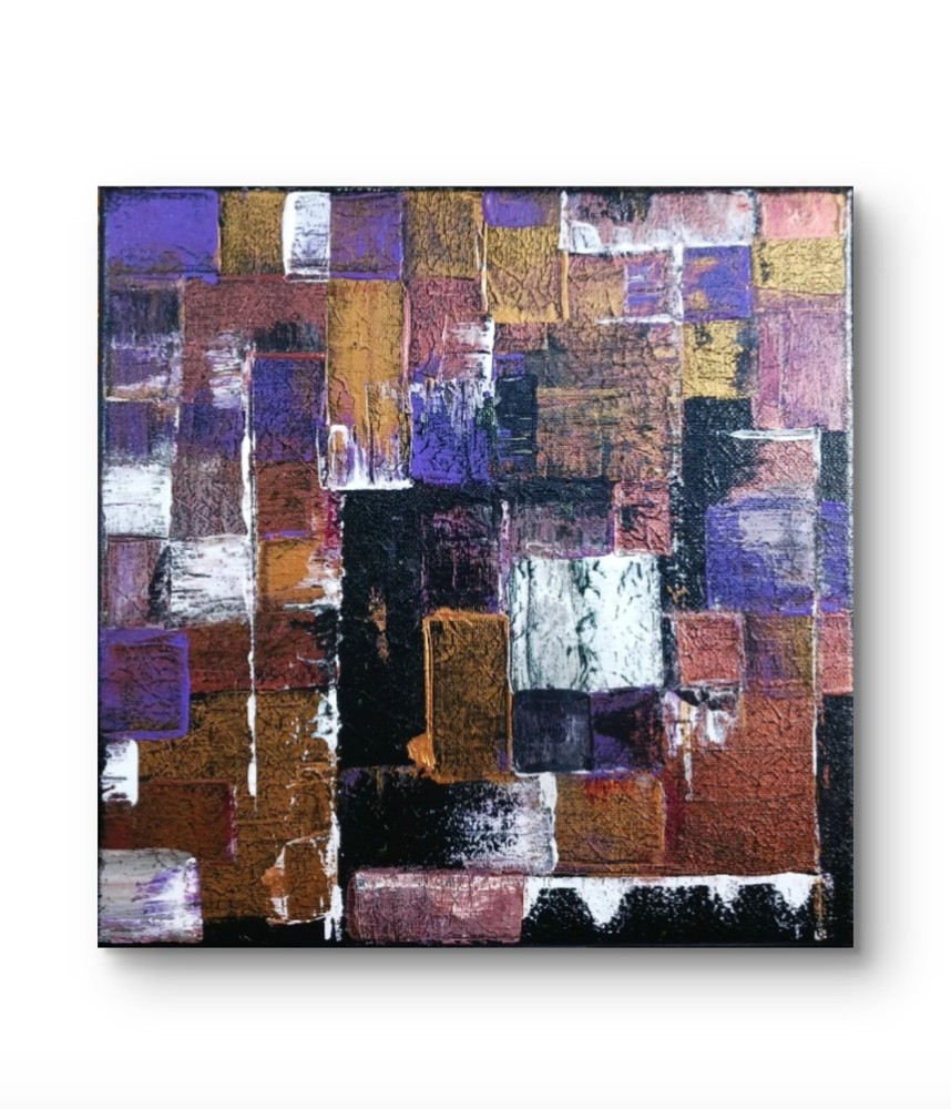 Abstract Purple Brown Gold 10″ x 10″ Painting Acrylic, Unframed by Charlene Slie