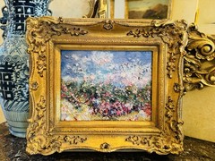 KADLIC Original Oil Painting Wildflowers Garden Impasto Gold Gilt 15″ Frame