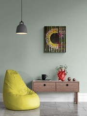 Abstract Mixed Media Painting – Vinyl Record and Sunflower Fusion, Oil and Acryl
