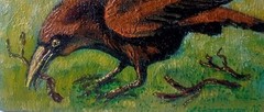 Raven Impasto Painting Original Art Impression Oil Painting 5.5 x 8.6 in