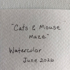 ACEO Art Card „Cat and Mouse Maze“ Watercolor Trade Keep Original Signed