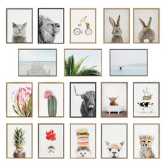 Sylvie Alpaca in Little Fish Bath Framed Canvas by Amy Peterson Art Studio (Set