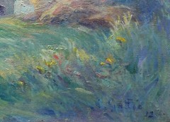 Laurent gallio French Oil Painting Landscape Farm Clearance Woman Hen Oil Canvas