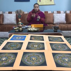 Master Quality 24k Gold Silk Brocade Mounted White Tara Mandala, Blessed Mandala