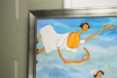 ANN KRASNER ORIGINAL OIL PAINTING ON CANVAS TITLED „FLYING FIGURES“ 1999 SIGNED