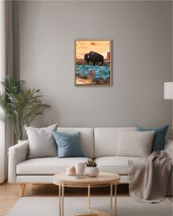 Atherton 11×14 Original Expressionism Acrylic Painting „Buffalo Sunset“ signed