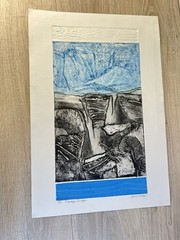 Outsider Art Rocky Gorge Bill Colby Water Signed Numbered 1/8 Ble Gray Black