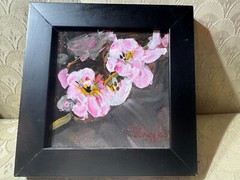 Small Leonard Dimmick (1943 – 2011) „A Floral Scene“ Oil Painting #2- Framed