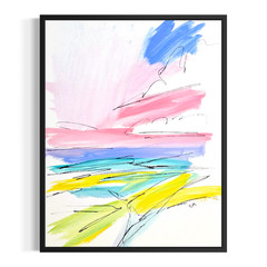 Original Abstract 11×14 Landscape Painting Acrylic Canvas Wall Art Home Decor