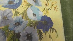 Vintage Signed Oil Painting Floral Pansies M Ward